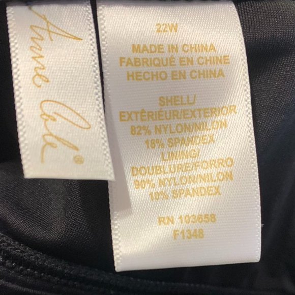 Anne Cole Plus Size Twist Front Shirred Bandeau One Piece Swimsuit Black 22W - Picture 7 of 7